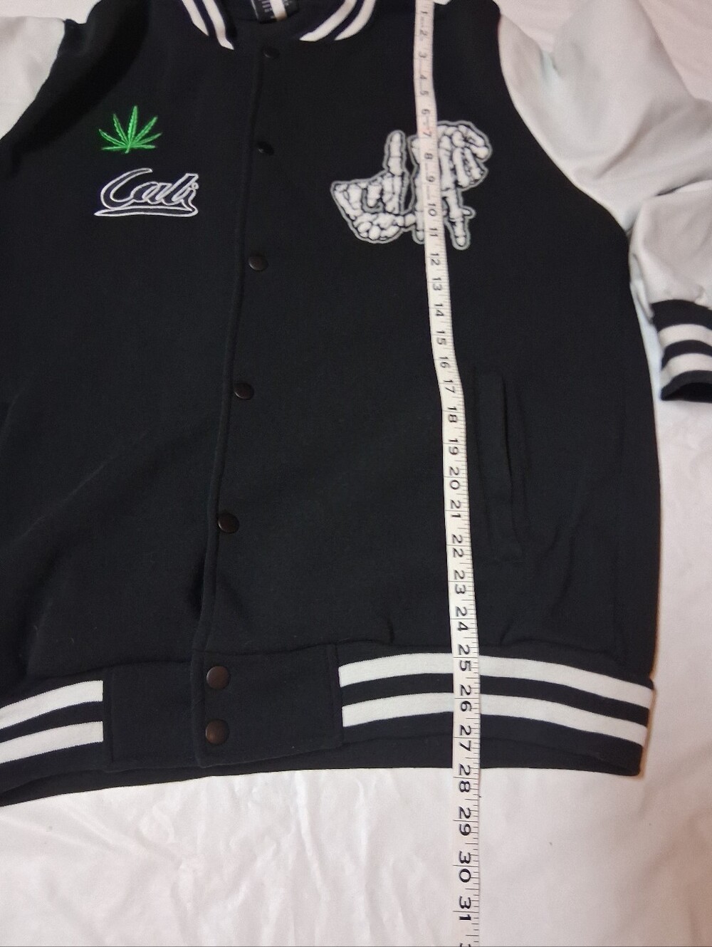 Original Deluxe LA Skeleton Black and White Striped Collar Jacket Sz XL Preowned - Picture 9 of 11